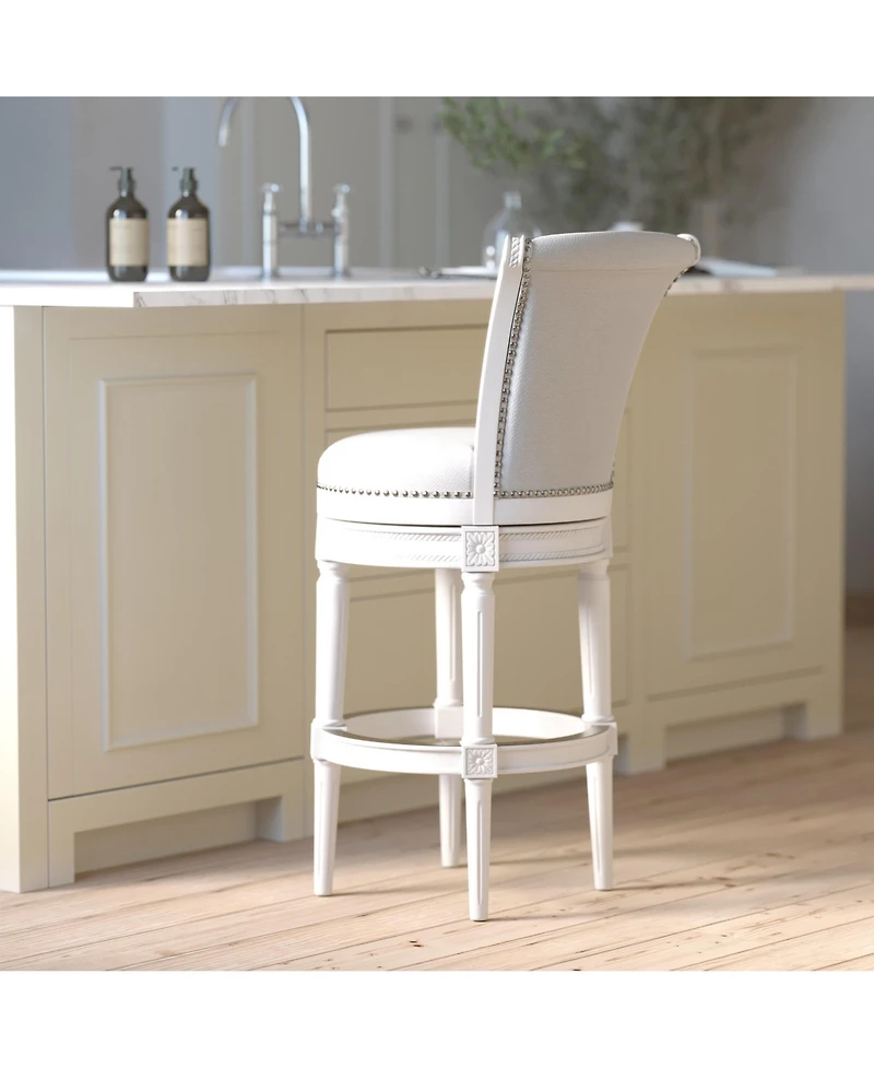 Clihome 1 Piece 31 Inch Wood Bar-Height Swivel Barstool with High-Back