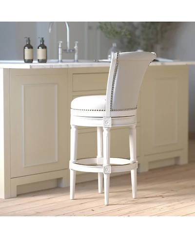 Clihome 1 Piece 31 Inch Wood Bar-Height Swivel Barstool with High-Back