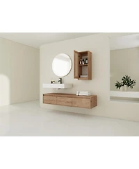 Sillysis 59 Inch Wall Mounted Bathroom Vanity Set with Resin Sink, Soft Close Drawers, Side Cabinet, Modern Floating Storage Solution
