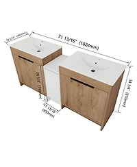 Sillysis Inch Freestanding Double Bathroom Vanity Set with Ceramic Sinks, Plywood Cabinets