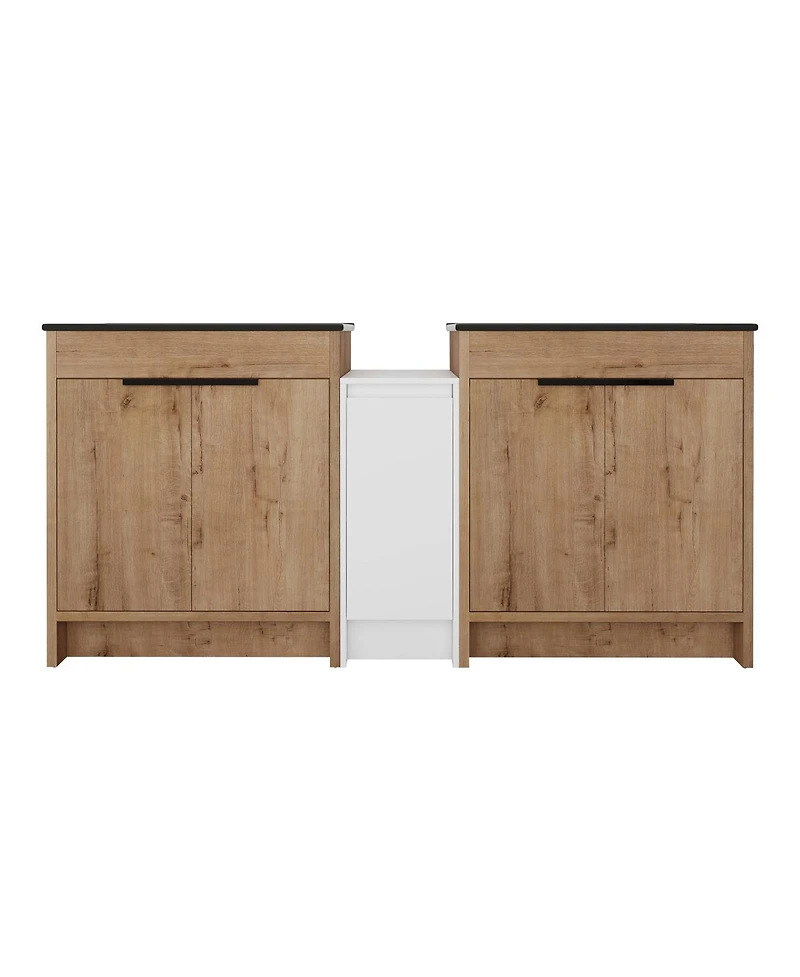 Sillysis Inch Freestanding Double Bathroom Vanity Set with Ceramic Sinks, Plywood Cabinets
