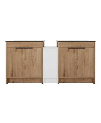 Sillysis Inch Freestanding Double Bathroom Vanity Set with Ceramic Sinks, Plywood Cabinets