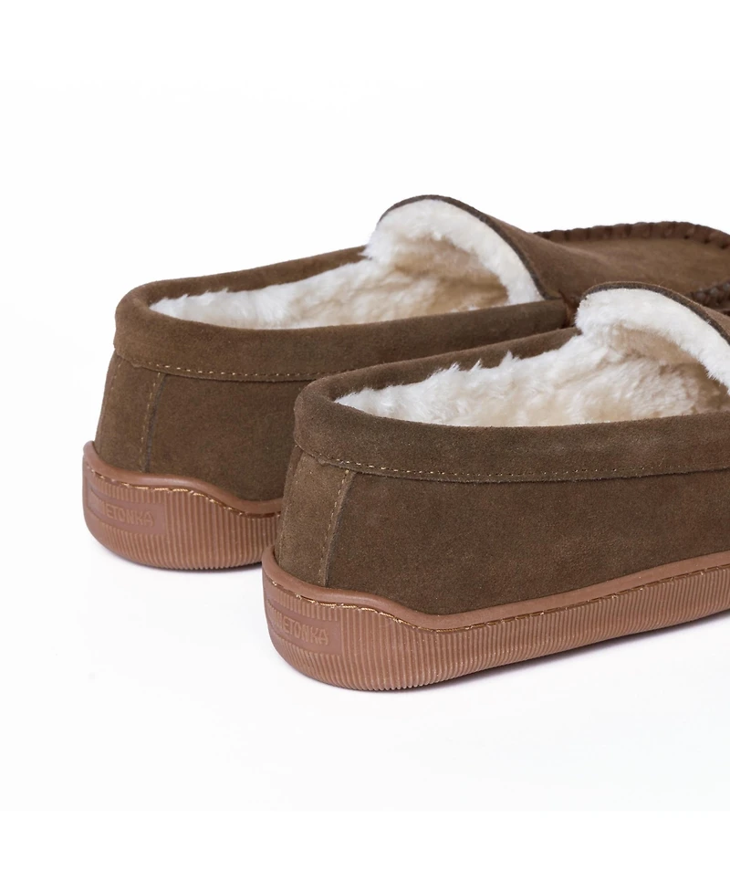 Minnetonka Men's Suede Pile Lined Hardsole Venetian Slippers