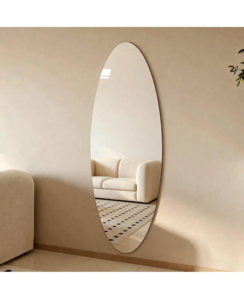 Laoties Oval Full Length Wall Mirror, Wall-Mounted Body Mirror for Bedroom and Entryway