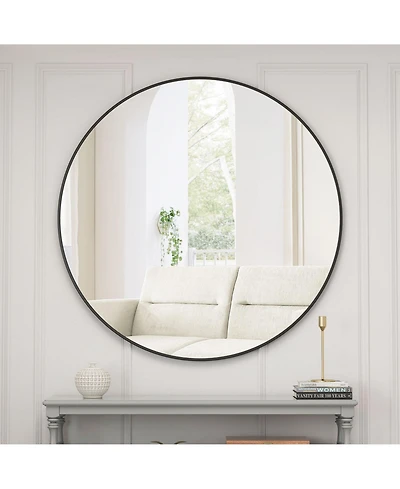 Laoties 48" Oversized Round Wall Mirror, Large Modern Metal Circle Statement Mirror for Living Room