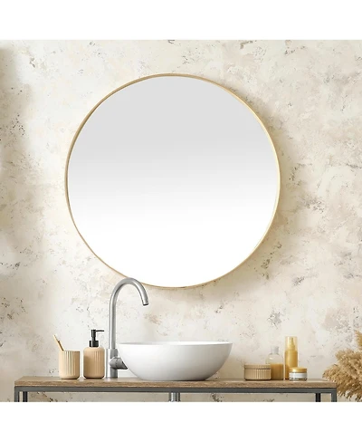 Laoties 48" Oversized Round Wall Mirror, Large Modern Metal Circle Statement Mirror for Living Room