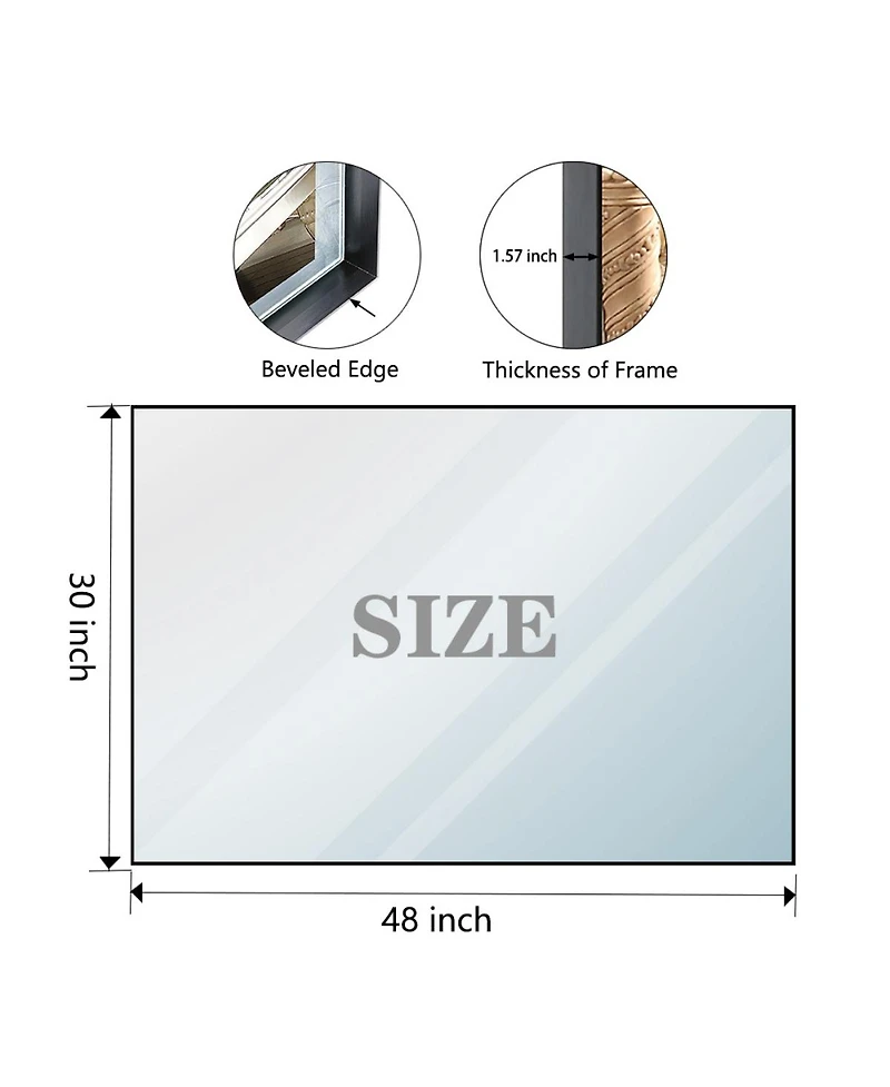 Laoties Modern Floating Glass Wall Mirror, Matte Black Bathroom Vanity Mirror with Aluminum Frame