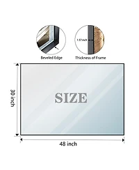 Laoties Modern Floating Glass Wall Mirror, Matte Black Bathroom Vanity Mirror with Aluminum Frame