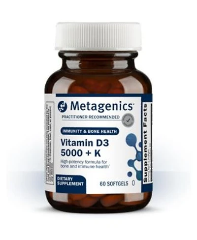 Metagenics Vitamin D3 Vitamin K2 5000 Iu With Mk 7 Vitamin D3 With K2 For Immune Support Bone Heart Health Non Gmo Gluten Free 60 Softgels