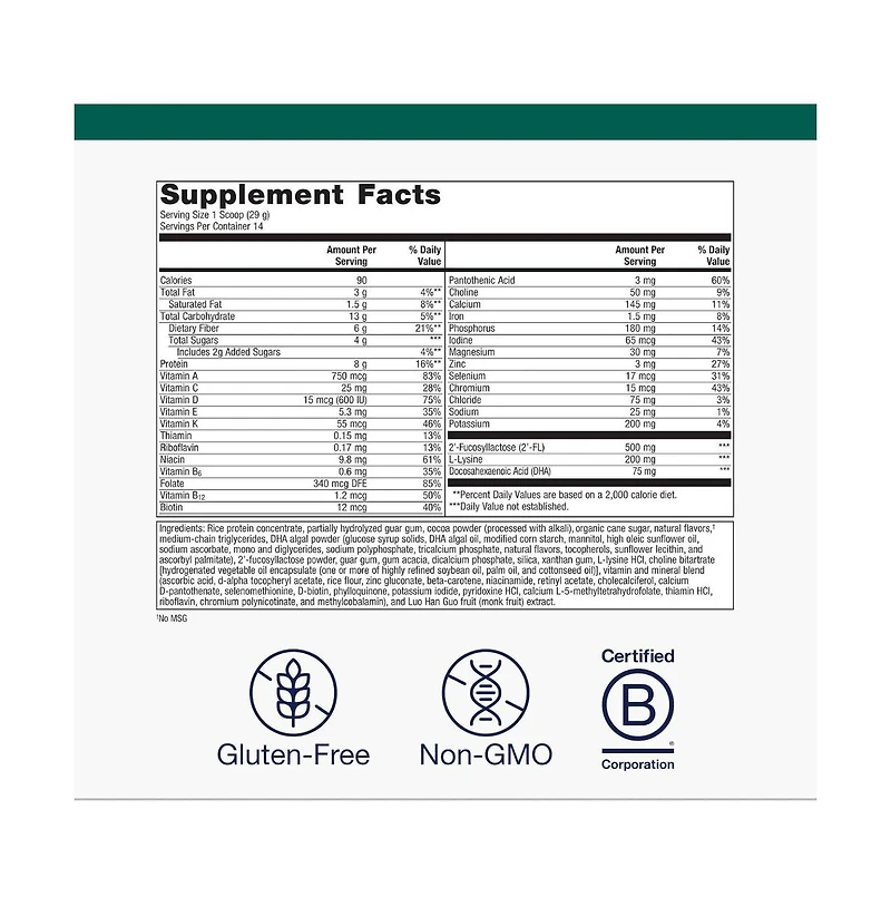 Metagenics MetaKids Nutrition Powder Kids Multivitamin Powder with Prebiotics, Dha, Protein and Amino Acids Complete Protein 14.32 Ounce
