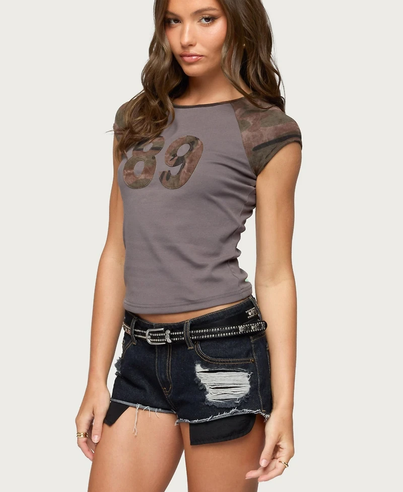 Edikted Women's Camo Girl 89 T Shirt