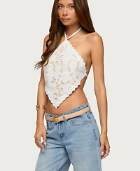 Edikted Women's Handkerchief Backless Lace Halter Top