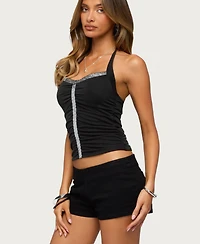 Edikted Women's Mook Ruched Sequin Halter Top