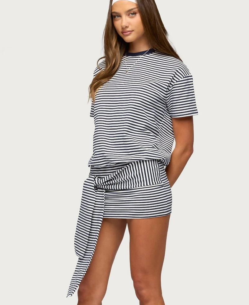 Edikted Women's Ardeney Striped T Shirt Mini Dress