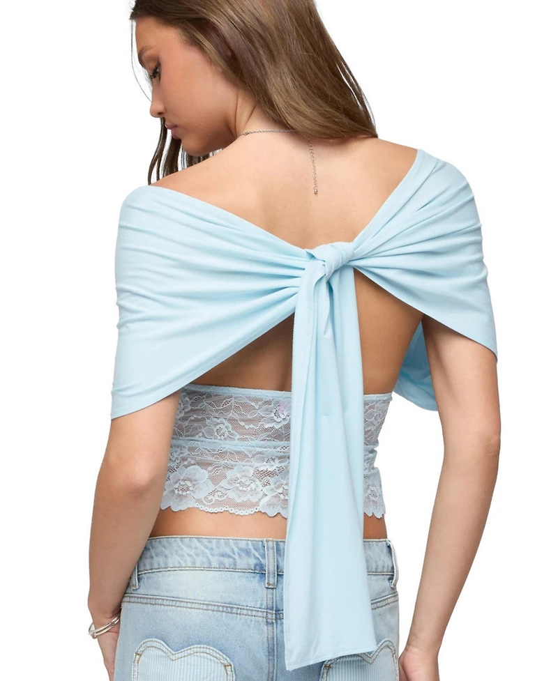Edikted Women's Eloria Lacey Flutter Tie Top
