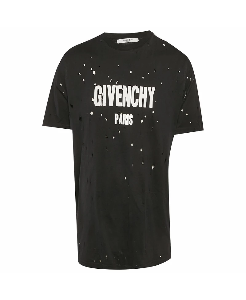 Pre-Owned Givenchy Men's Logo Print Jersey Distressed T-Shirt