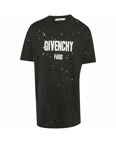 Pre-Owned Givenchy Men's Logo Print Jersey Distressed T-Shirt
