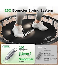 Bcan SP3 Foldable Mini Rebounder Trampoline with Adjustable T Shape Foam Handrail 40 Inch Indoor Garden Workout Trampoline for Adults 330LBS
