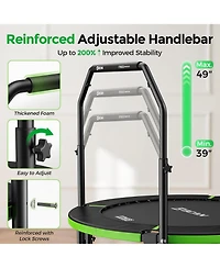 Bcan SP3 Foldable Mini Trampoline with U Shape Adjustable Foam Handle 48 Inch Adult Rebounder Trampoline Home Fitness Workout Max Load 440LBS