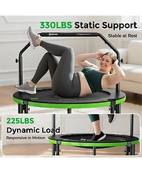 Bcan SP3 Foldable Mini Trampoline with U Shape Adjustable Foam Handle 40 Inch Adult Rebounder Trampoline Indoor Fitness Workout Max Load 330LBS