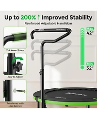 Bcan SP3 Foldable Mini Rebounder Trampoline with Adjustable T Shape Foam Handrail 48 Inch Indoor Garden Workout Trampoline for Adults 440LBS