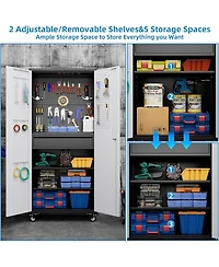 Boyel Living 71" Rolling Metal Tool Storage Cabinet, Lockable Utility Organizer with Pegboard and Drawer for Garage