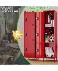 Boyel Living Metal Locker with Hooks and Ventilation, Lockable Storage Cabinet with Keys and Card Slot for Gym School Office