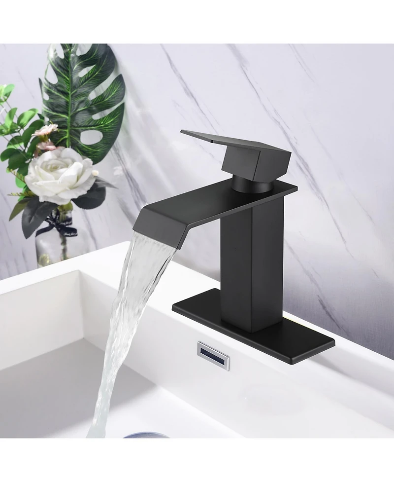 Phying Waterfall Spout Bathroom Faucet,Single Handle Bathroom Vanity Sink Faucet