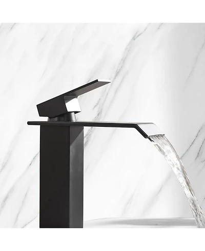 Phying Waterfall Spout Bathroom Faucet,Single Handle Bathroom Vanity Sink Faucet