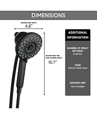 Phying Magnetic Handheld Shower Head 6 Spray Mode High Pressure Shower Head With 60 Inch Stainless Steel Hose For Bathroom Daily Use