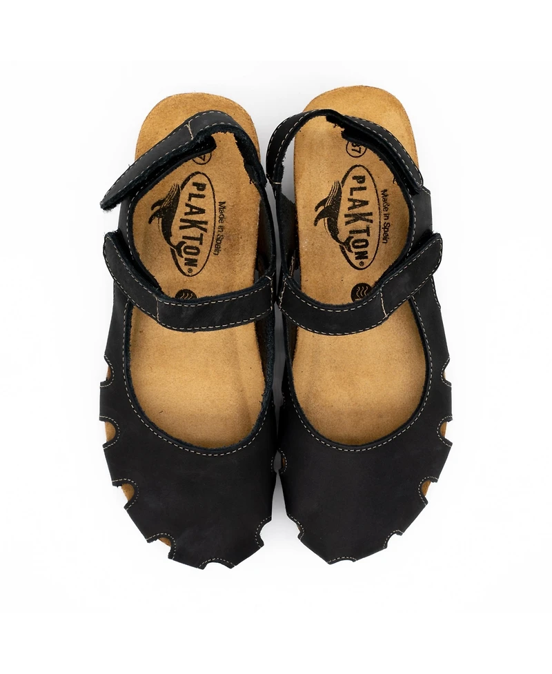 Plakton Women's Full Grain Suede Leather Closed-Toe Sandal Amy 2v