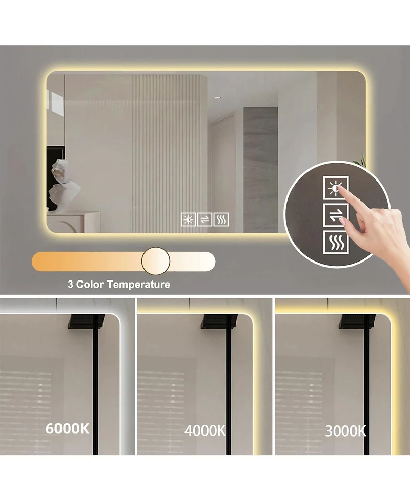 Laoties Led Bathroom Vanity Mirror with Lights, Anti-Fog Dimmable Wall Mounted Makeup