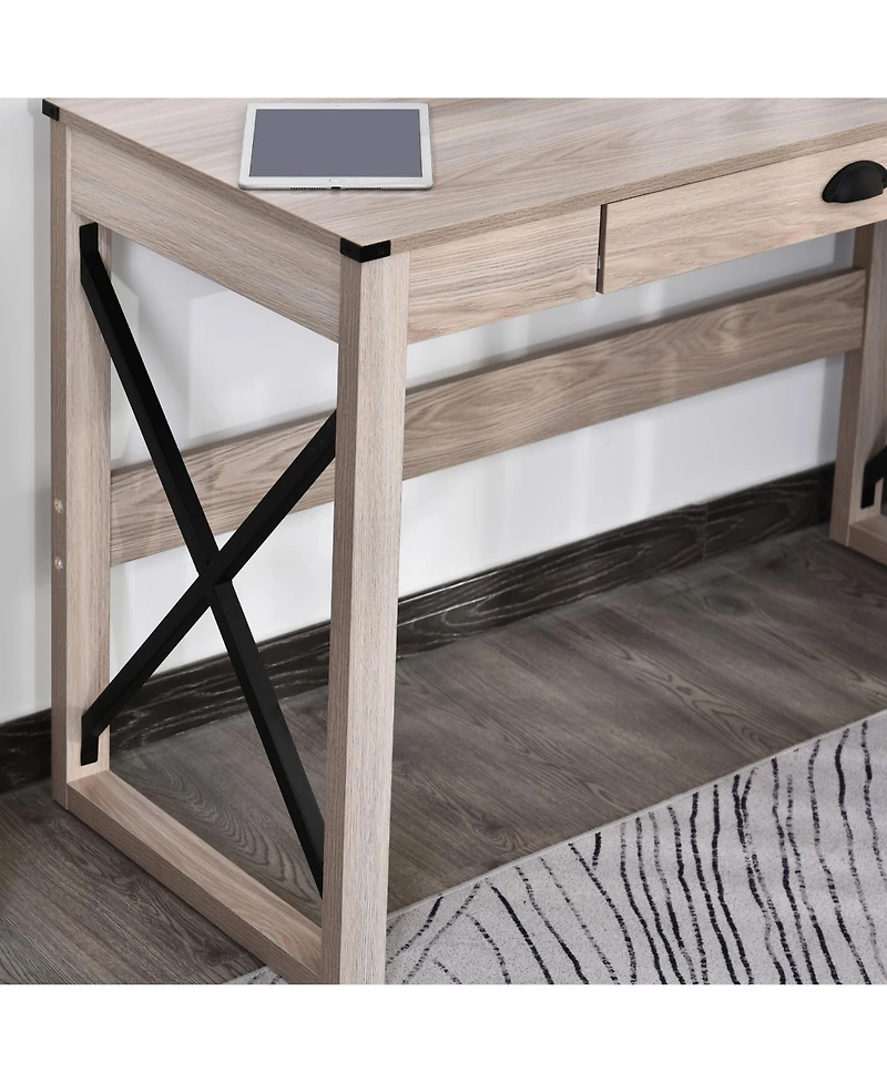 Homcom Wood Writing Gaming Desk Home Studio Series Classic Desk for Living Room