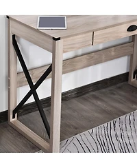 Homcom Wood Writing Gaming Desk Home Studio Series Classic Desk for Living Room