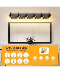 Midola Farmhouse Bathroom Vanity Light Fixtures, 6-Light Over Mirror, Rustic Sconces Wall Lighting with Glass Shade for Living Room, Bedroom, Hallway