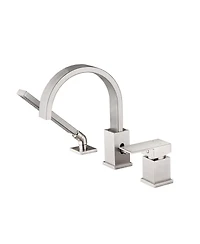 Midola Waterfall Bathtub Faucet with Sprayer, 3-Hole Roman Tub Filler with Hand Shower Deck Mount Waterfall Tub Spout Set