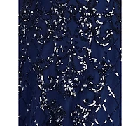 B Darlin Juniors' Sweetheart Neck Chiffon Back Tie Pattern Sequin Dress