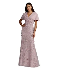 Mac Duggal Women's Chiffon Faux Wrap Beaded Column Gown