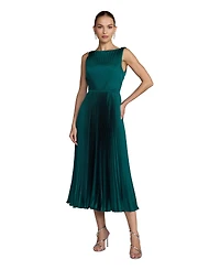 Mac Duggal Women's Petite Pleated High Neck Sleeveless Midi Dress