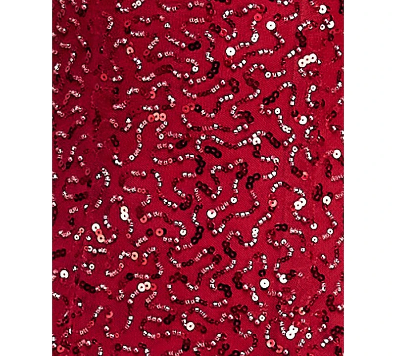 Alex & Sophia Juniors' Square Neck Bead Imitation Pearl Detail Sequin Dress