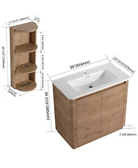 Sillysis Modern Bathroom Vanity Set with Storage Shelf, Freestanding Plywood Cabinet, Ceramic Sink
