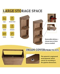 Sillysis Modern Bathroom Vanity Set with Storage Shelf, Freestanding Plywood Cabinet, Ceramic Sink, Soft Close Doors