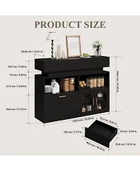 homfan Coffee Bar Cabinet,Kitchen Storage Cabinet with 3 Drawers,Sideboard Buffet Cabinets Ajustable Shelf