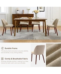homfan Modern Wooden Dining Chairs Set - Upholstered Linen Seat, Padded Cushion, Sturdy Wood Legs, Perfect for Dining Room and Restaurant