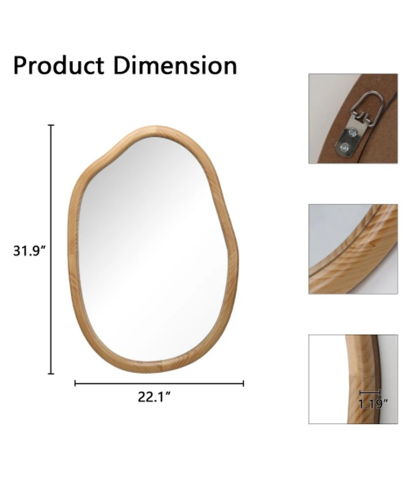 Laoties Modern Irregular Pond Shaped Decorative Mirror for Bathroom, Entryway and Living Room