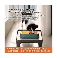 Aronkl Elevated Diatomite Pet Feeder Stand Adjustable Height Absorbent Spill Clean Station