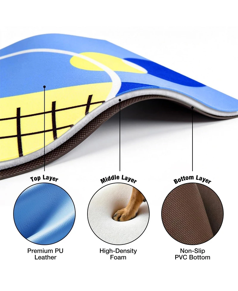 Aronkl Racket Pattern Pet Feeding Mat Non-Slip Waterproof Stain Resistant Easy Clean