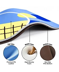 Aronkl Racket Pattern Pet Feeding Mat Non-Slip Waterproof Stain Resistant Easy Clean