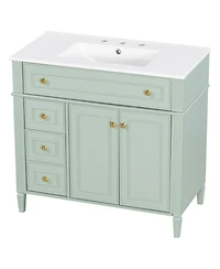 Sillysis 36" Bathroom Vanity with Ceramic Sink and Tilt-Out Drawer, Soft-Close Doors, Freestanding Classic Modern Storage