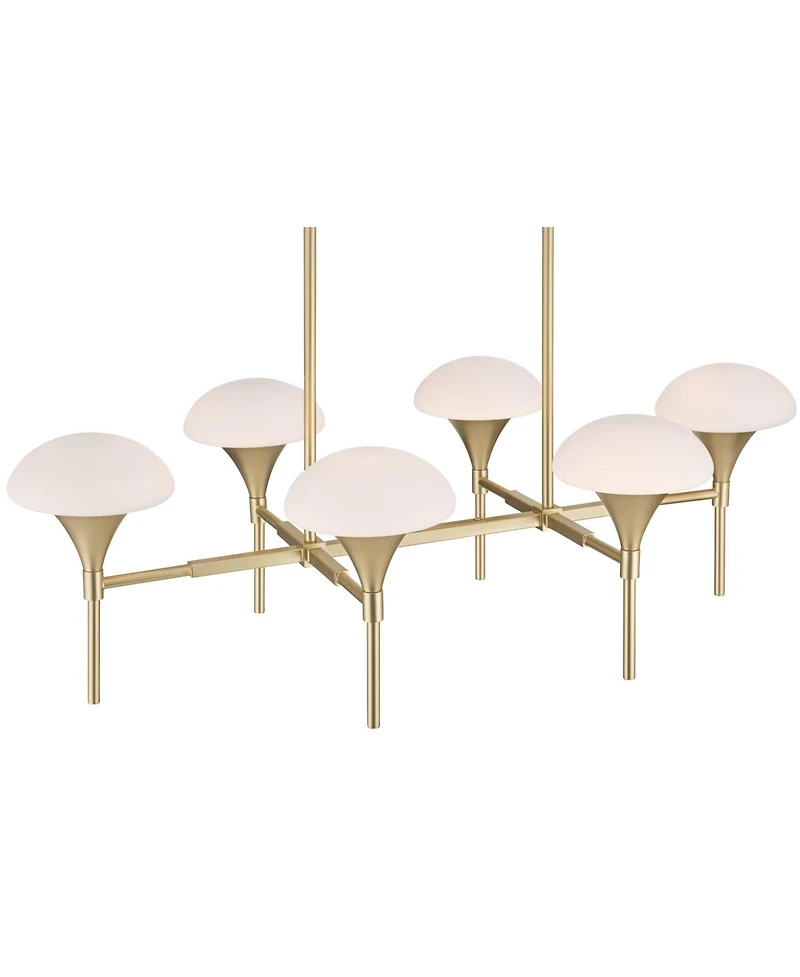 Possini Euro Design Davinos Wide Satin Gold 6-Light Linear Pendant Light